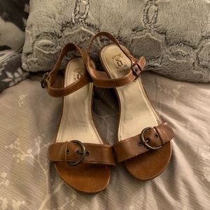 Brown wedge sandals